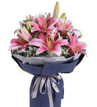 心花怒放 - 粉香水百合5枝
