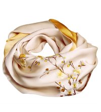 梅花刺绣桑蚕丝丝巾 - 传承手工刺绣