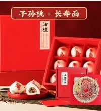 寿桃+长寿面+如意糕点 礼盒 - 祝寿礼盒 糖醇馅料